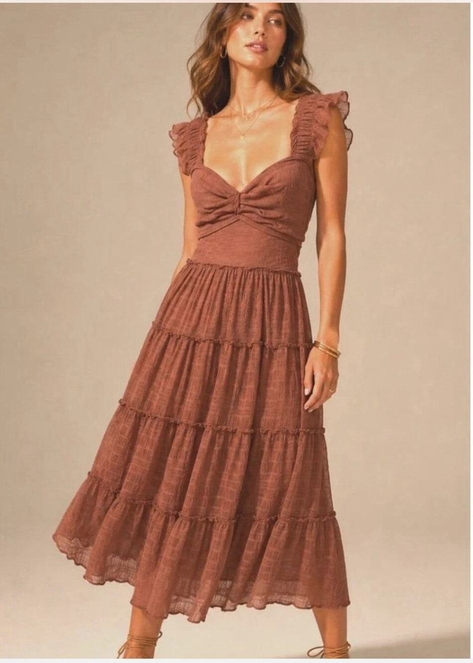 Max Studio London Mesh Sleeveless Maxi Dress Fall foliage cottagecore fairy md